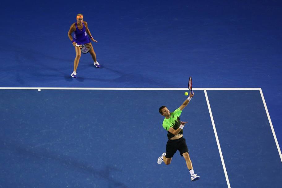 Australian Open 2015 Kristina Mladenovic e Daniel Nestor in azione nella finale del doppio misto (Getty Images)
